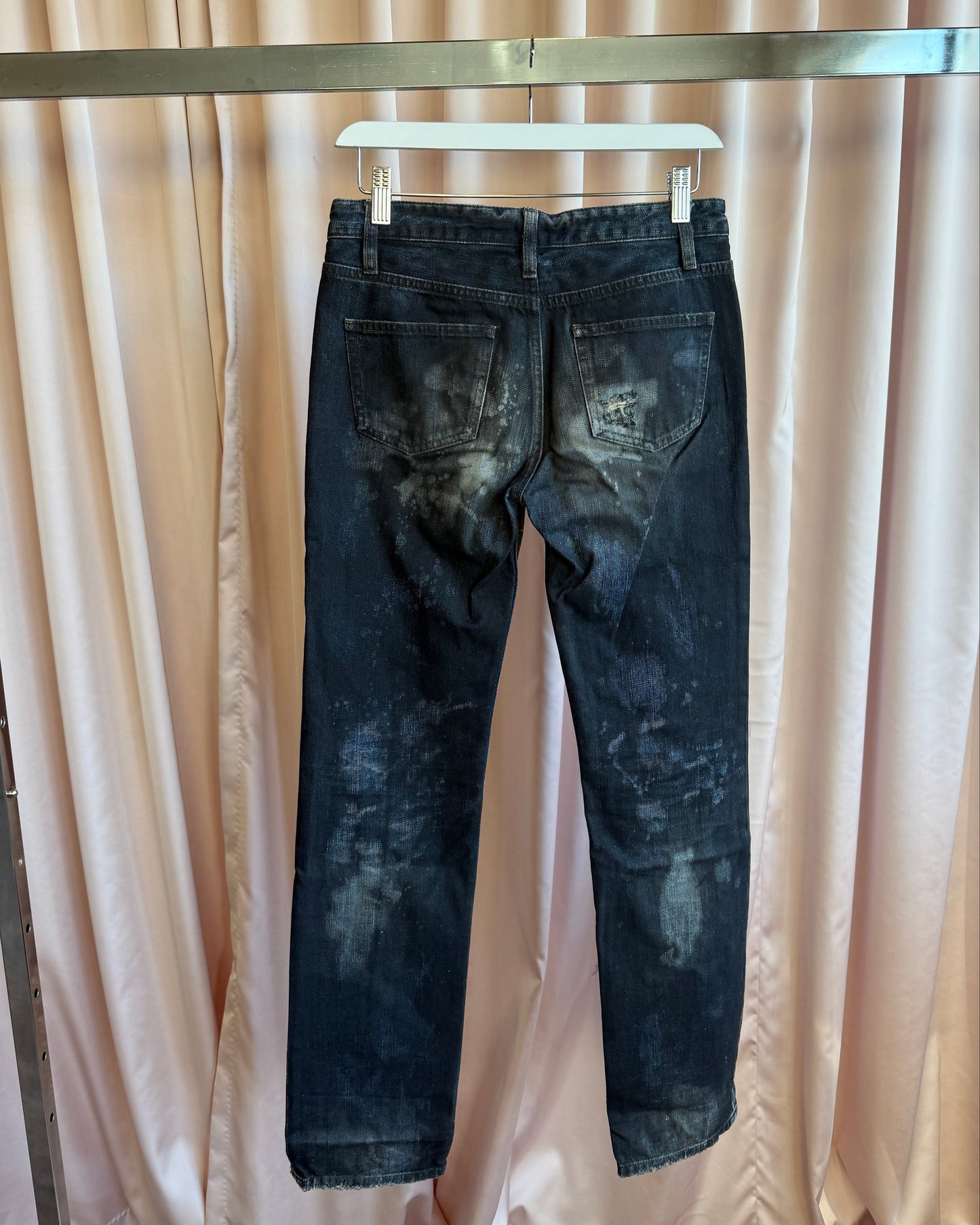Japanese Brand Black Coated Distressed Denim