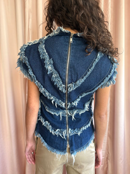 Alexander McQueen F/W 1997 Frayed Denim Top