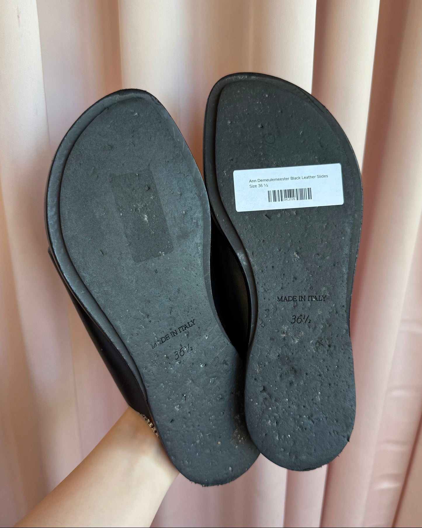 Ann Demeulemeester Black Leather Slides