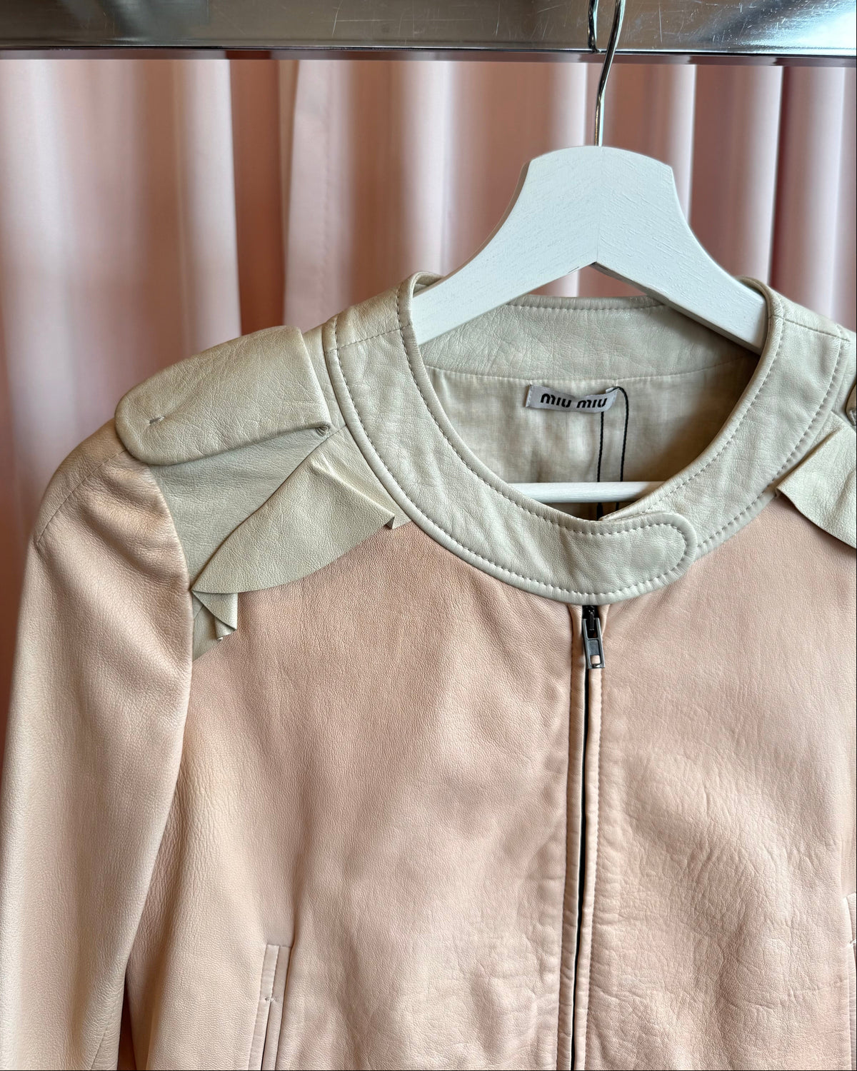 Miu Miu 2011 Blush Pink Lambskin Leather Jacket
