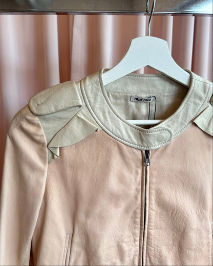 Miu Miu 2011 Blush Pink Lambskin Leather Jacket
