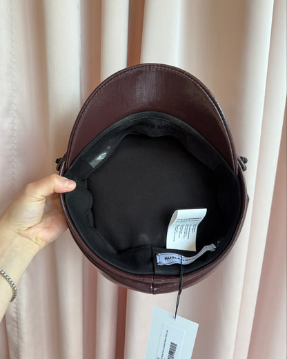 Ruslan Baginskiy Burgundy Faux Patent Leather Baker Boy Cap
