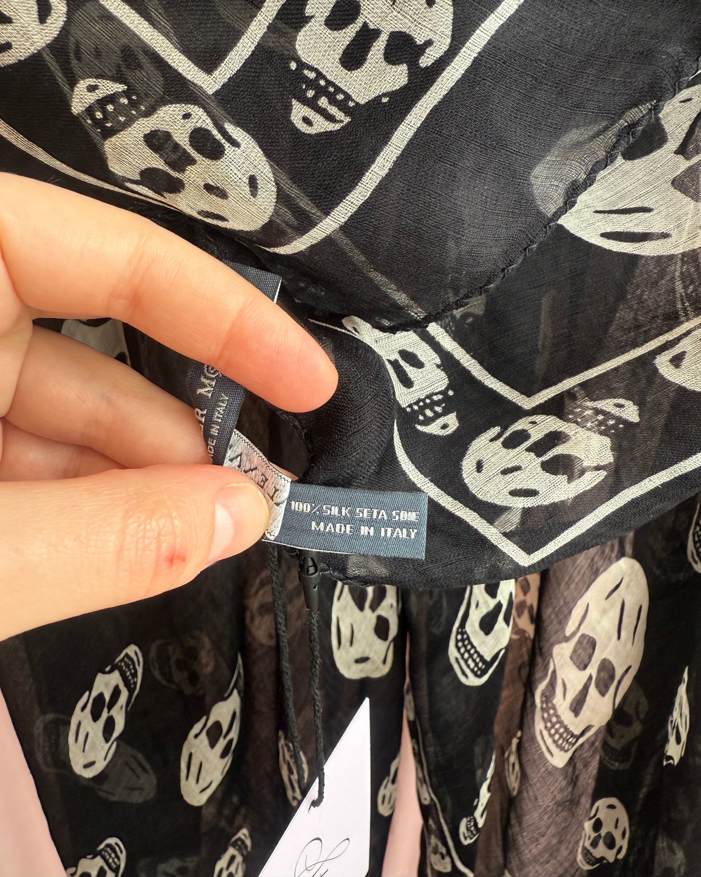 Alexander McQueen Black & White Skull Print Scarf