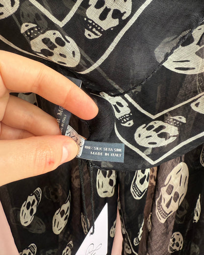 Alexander McQueen Black & White Skull Print Scarf