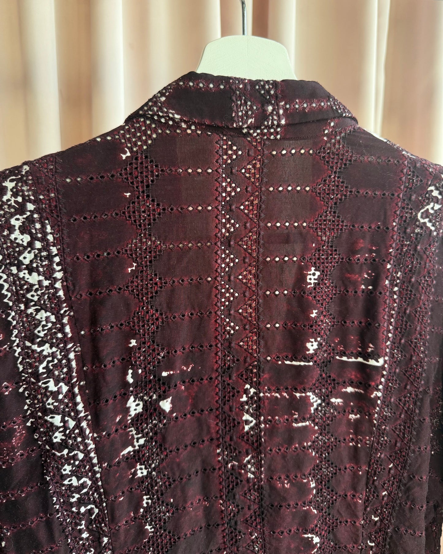 Tsumori Chisato Burgundy Dyed Broderie Anglaise Blouse