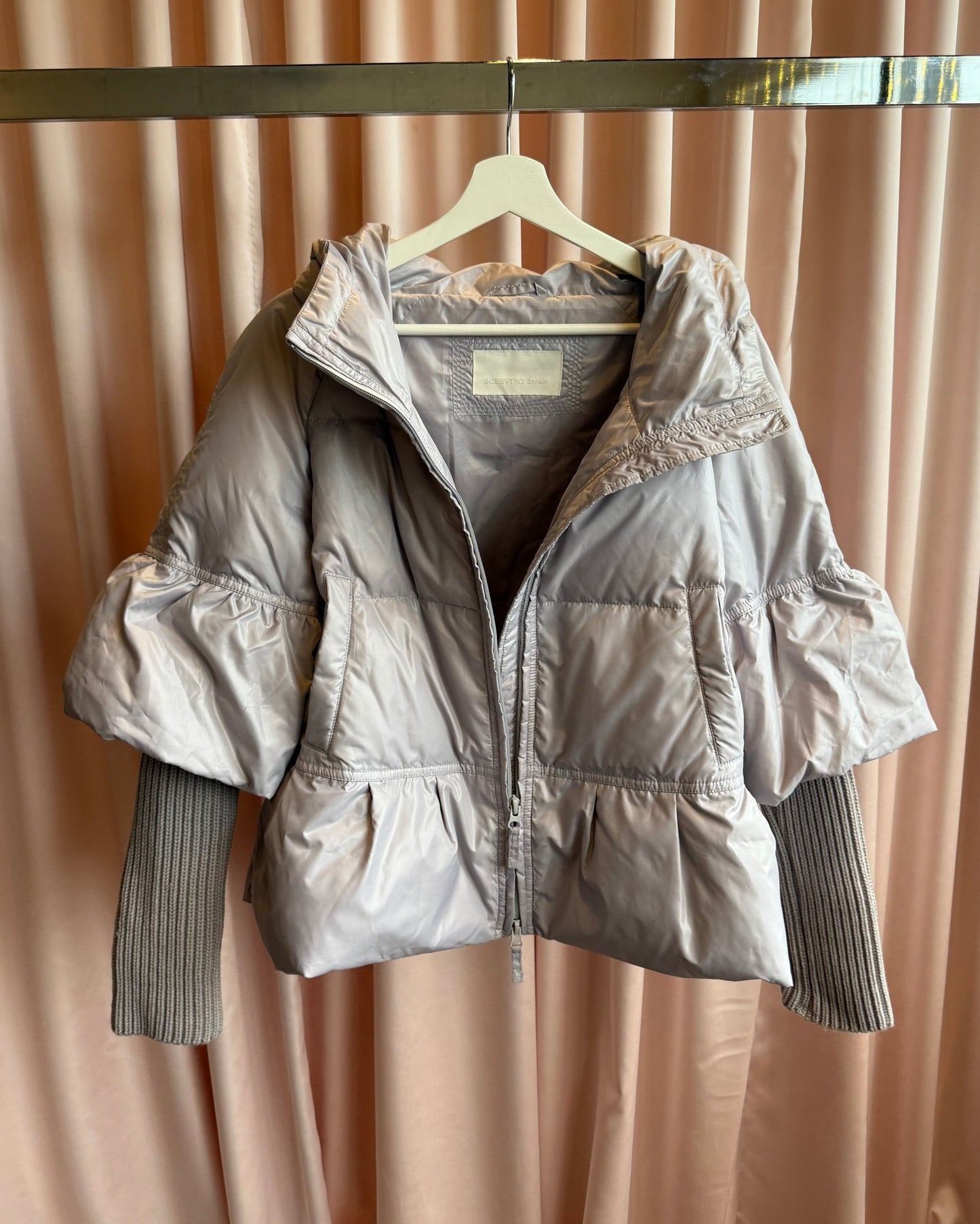 Italian Brand Lavender Knit Sleeve Puffer Jacket