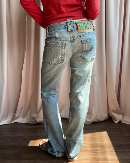 Dsquared² F/W 2004 Low Rise Light Wash Distressed Denim