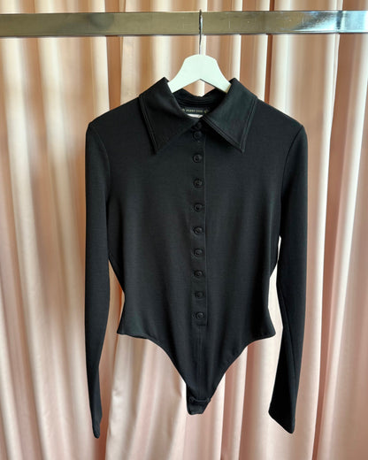 Plein Sud Black Button Up Long Sleeve Bodysuit