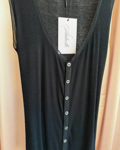 Diesel Black Ribbed Sleeveless Henley Top
