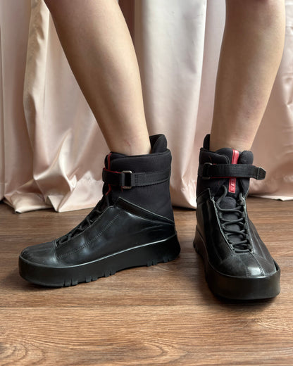 Prada Sport Black Leather Hiking Boots