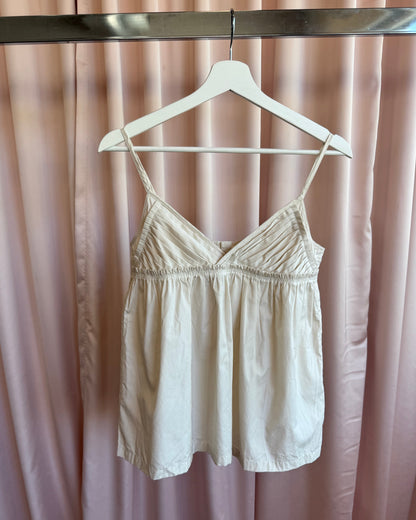 Zucca Cream Cotton Pleated V-Neck Babydoll Camisole