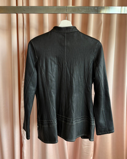 Japanese Brand T. B. Genuine Leather Contrast Stitch Moto Jacket