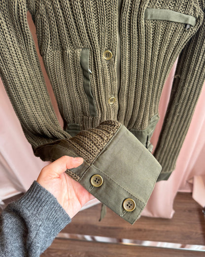 Patrizia Pepe Utility Cargo Khaki Knit Belted Jacket