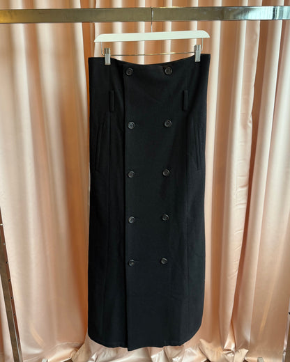 Y's Yohji Yamamoto Black Wool Double Breasted Skirt