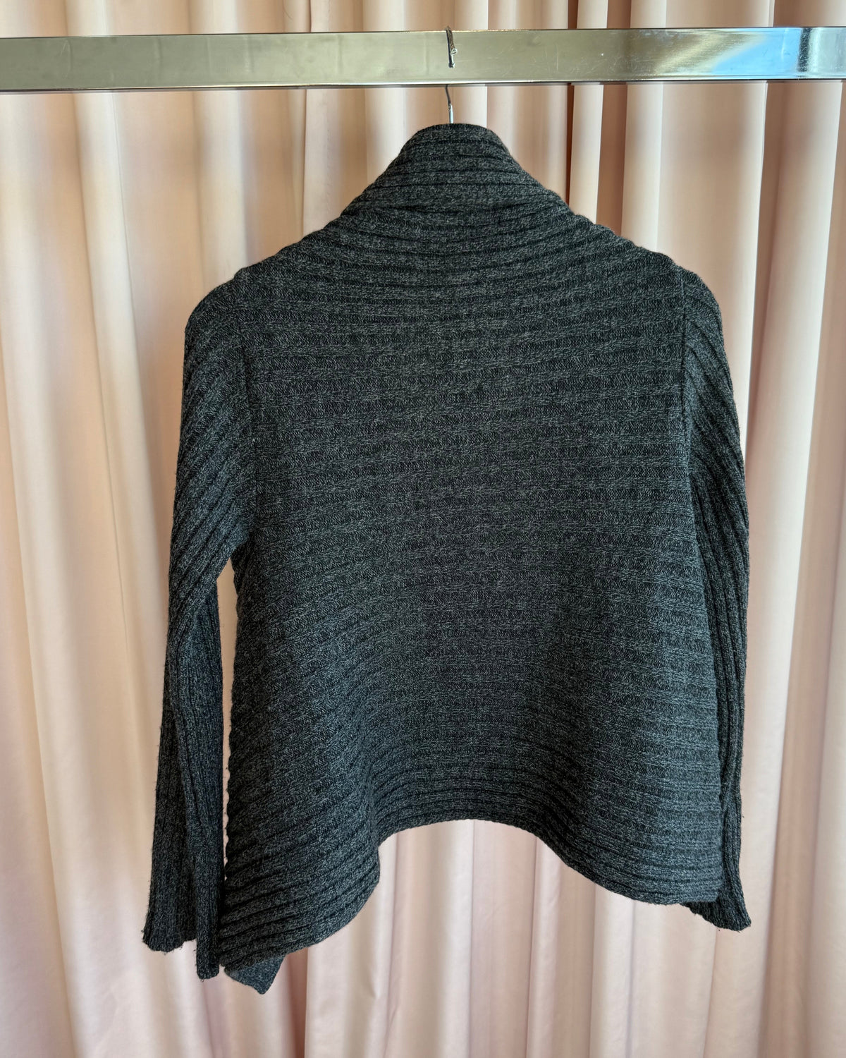 Sarah Pacini Asymmetric Grey Merino Wool Cardigan