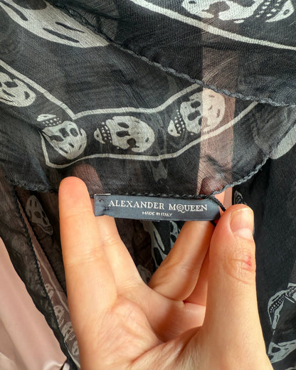Alexander McQueen Black & Grey Skull Print Scarf