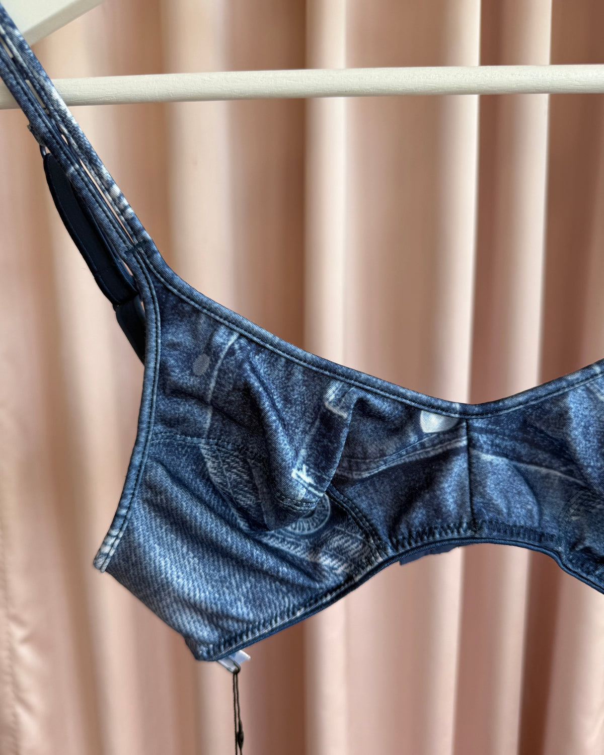 Parisian Brand 1990's Denim Jeans Print Bra