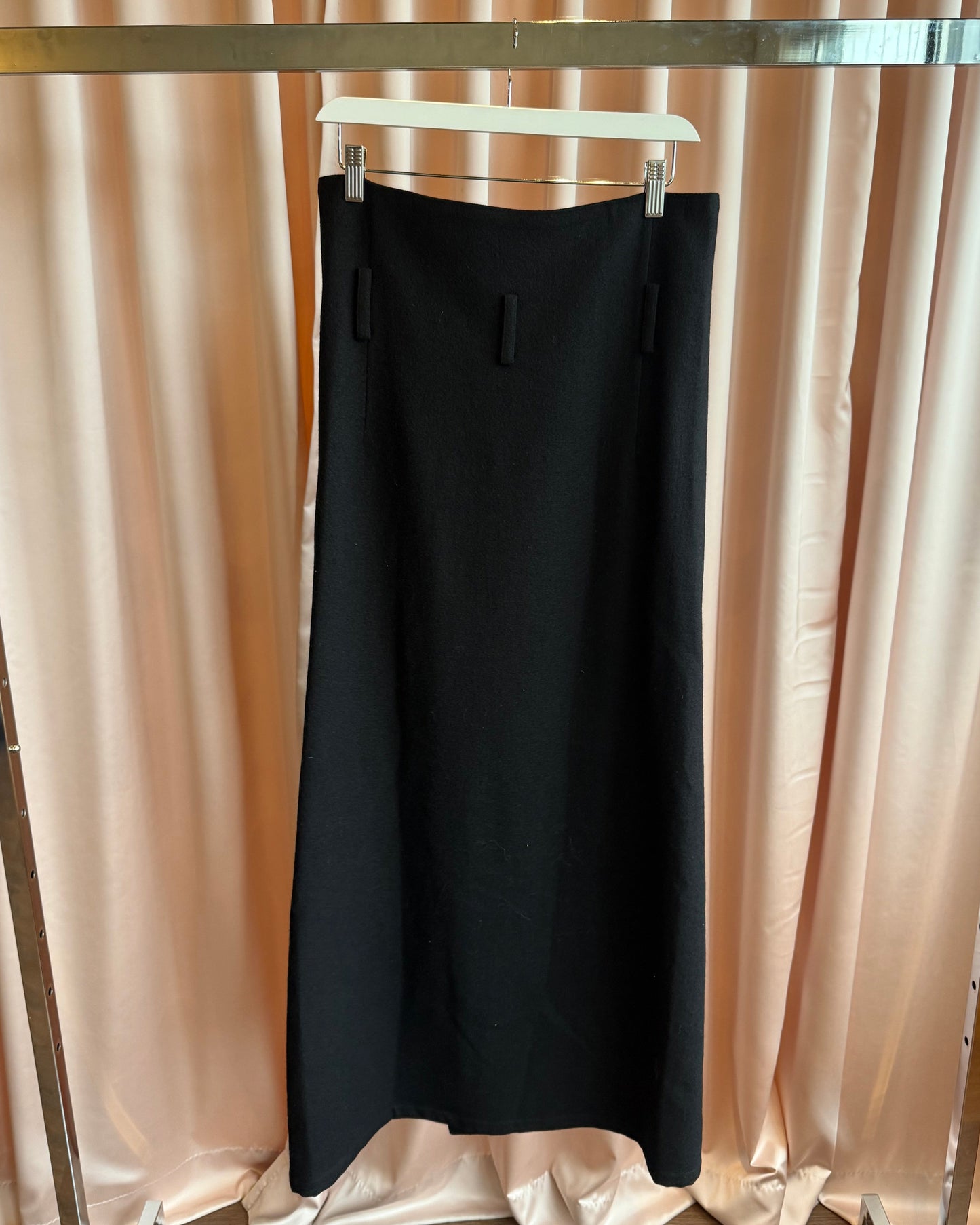Y's Yohji Yamamoto Black Wool Double Breasted Skirt