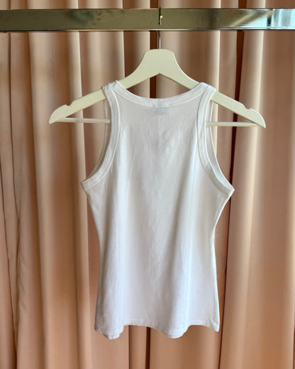 D&G Underwear Logo Embroidered White Tank Top