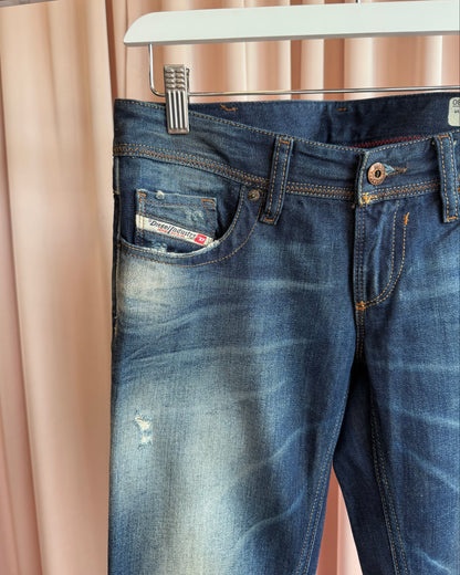 Diesel "Lowky" Faded Dark Wash Low Rise Straight Leg Denim