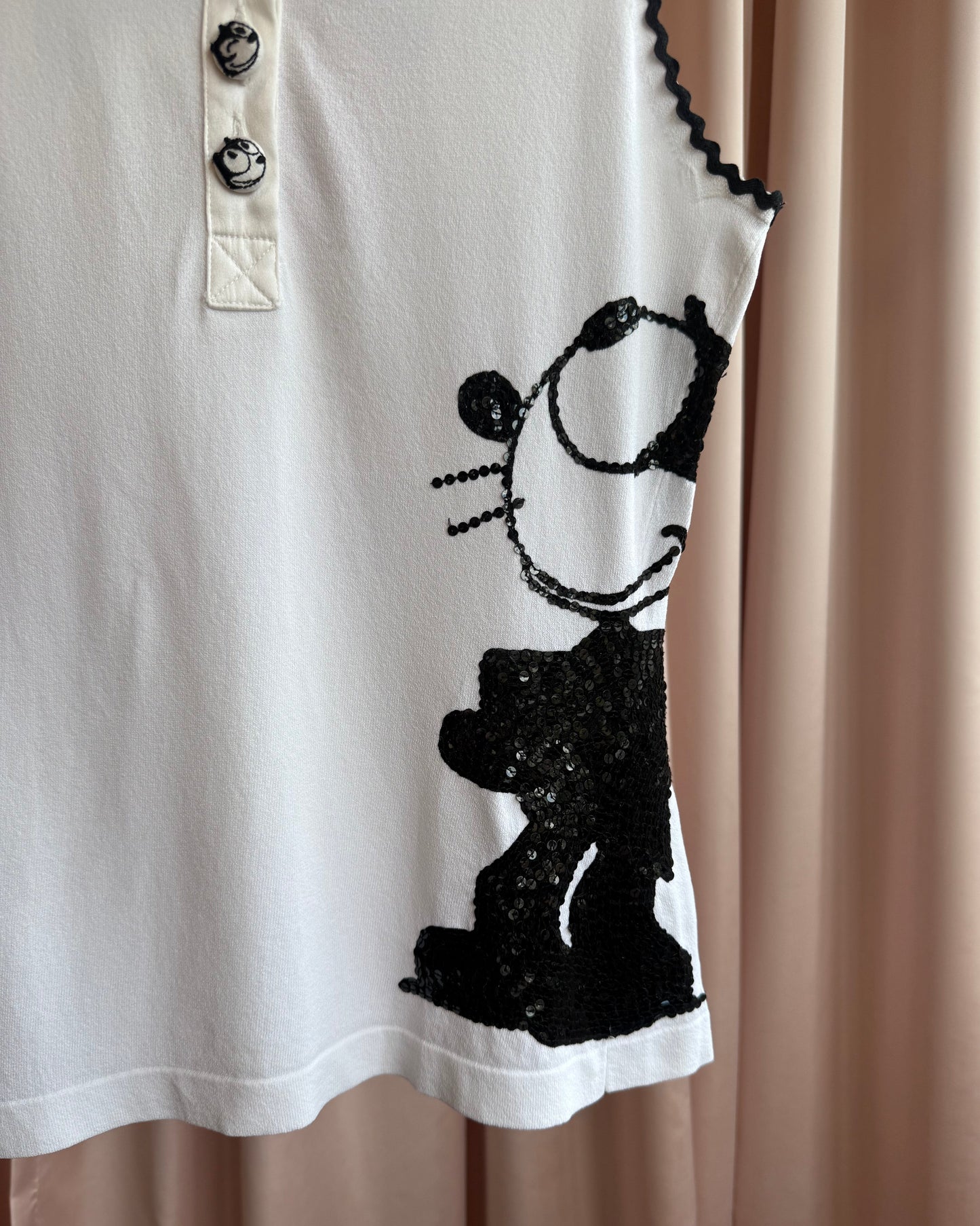 JC de Castelbajac 2006 Felix The Cat Sequins Sleeveless Polo Top