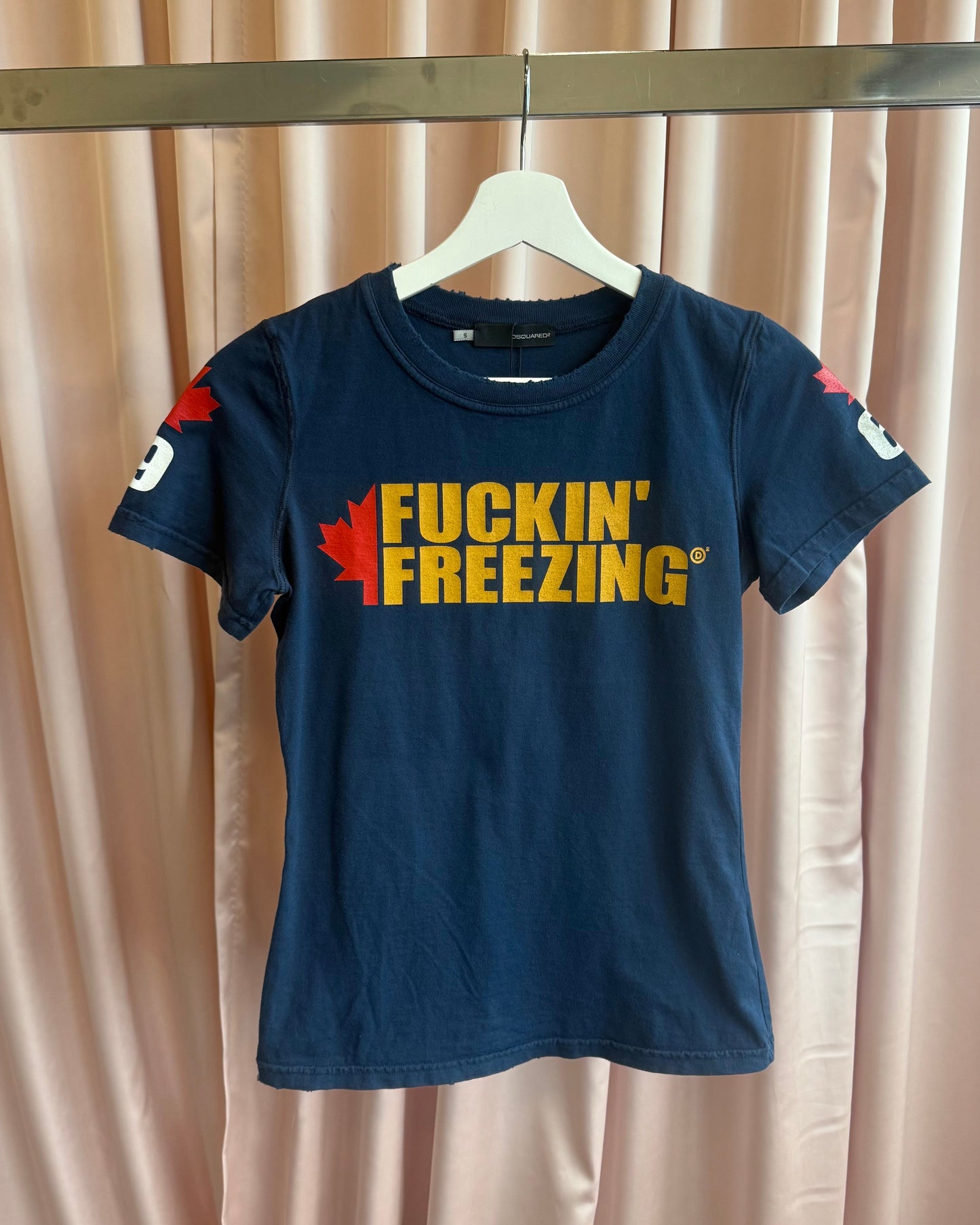 Dsquared² F/W 2004 "Fuckin' Freezing" Graphic Navy Short Sleeve T-Shirt