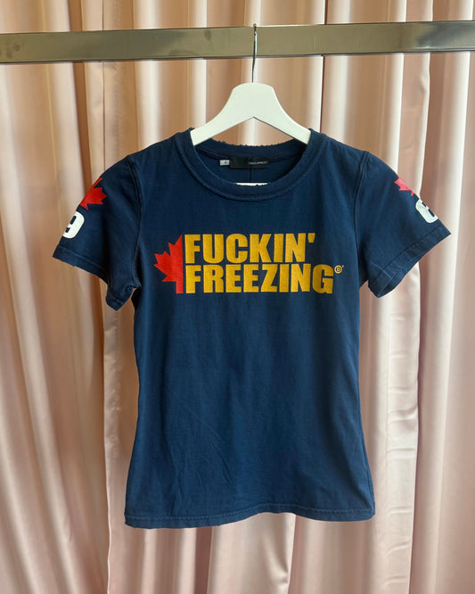 Dsquared² F/W 2004 "Fuckin' Freezing" Graphic Navy Short Sleeve T-Shirt
