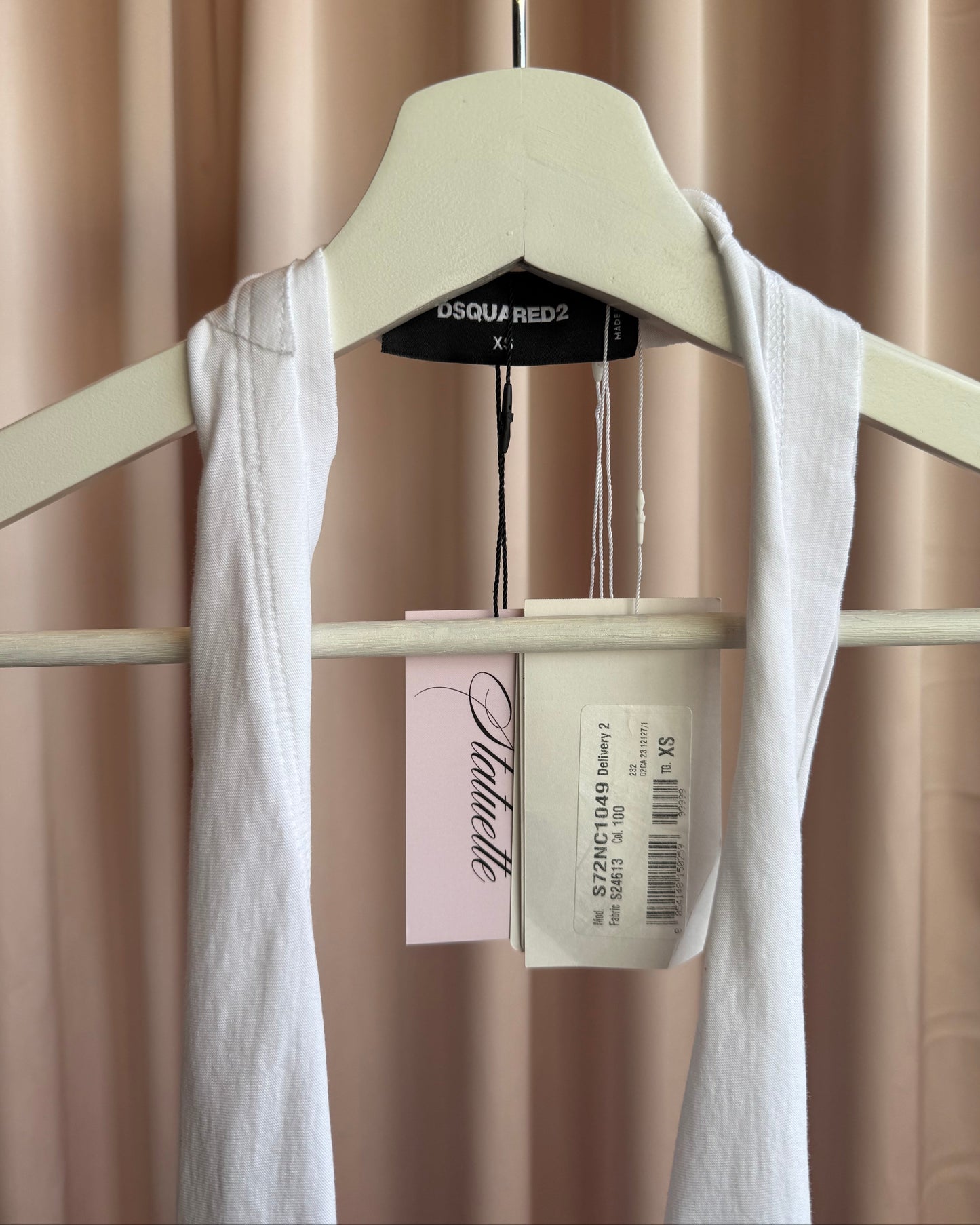 Dsquared² F/W 2023 Deadstock White Low Cut Halter Tank Top