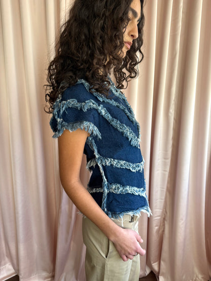 Alexander McQueen F/W 1997 Frayed Denim Top