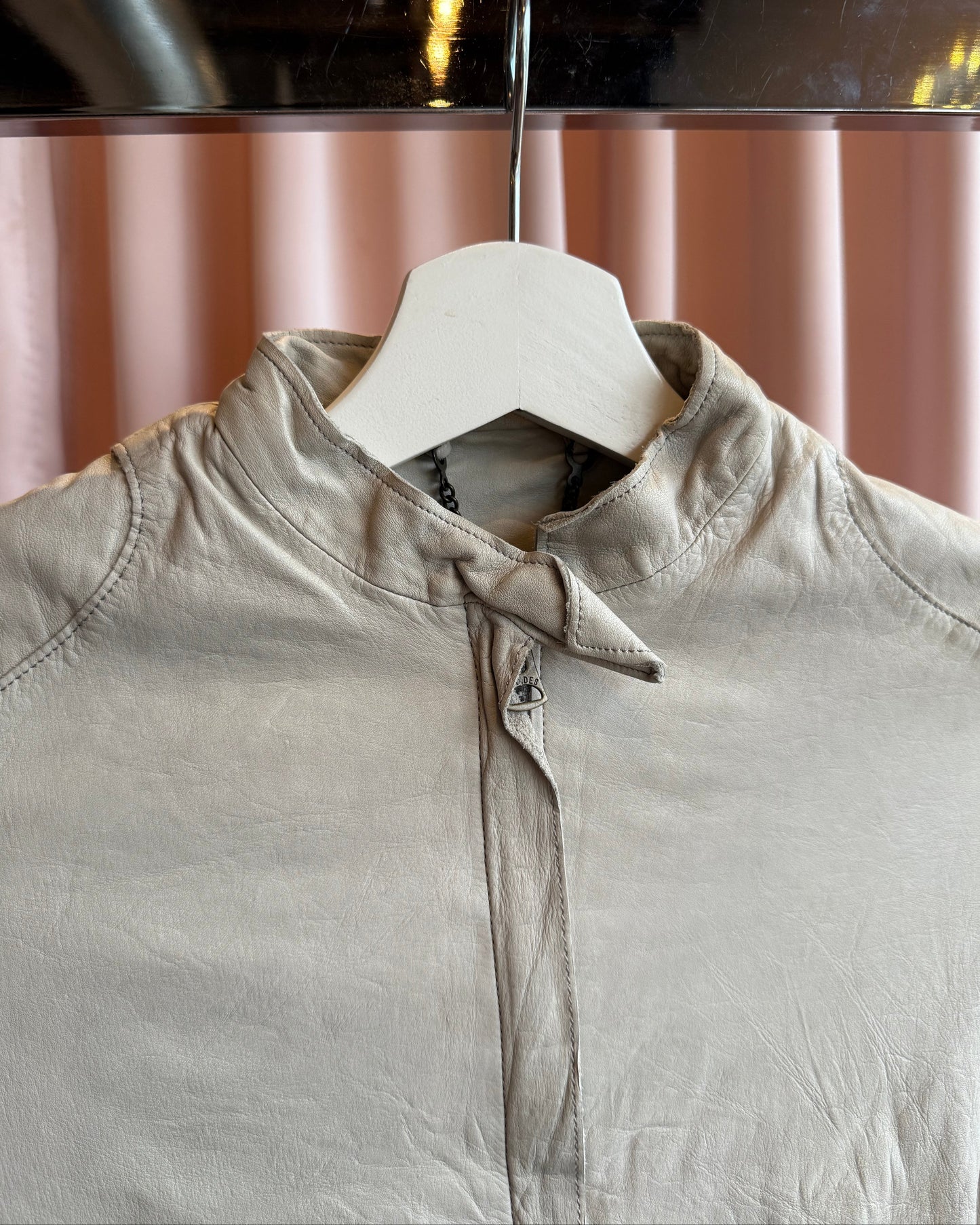 Sisii Light Grey Faded Leather Jacket