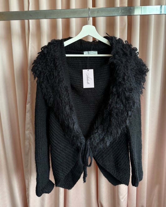 Italian Brand Black Shawl Collar Knit Cardigan