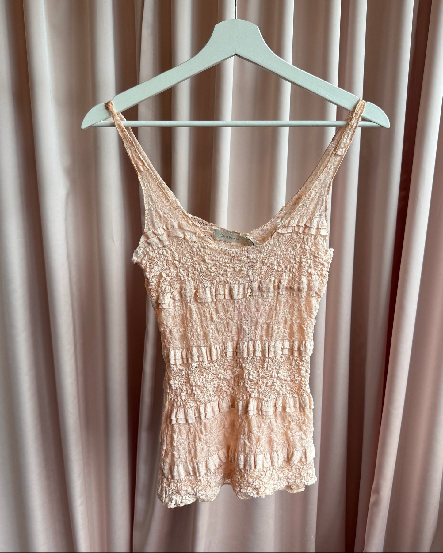 Costa Blanca 2000's Peachy Pink Lace Tank Top