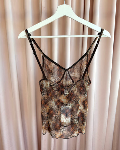 Intimissimi Leopard & Plaid Print Mesh Camisole
