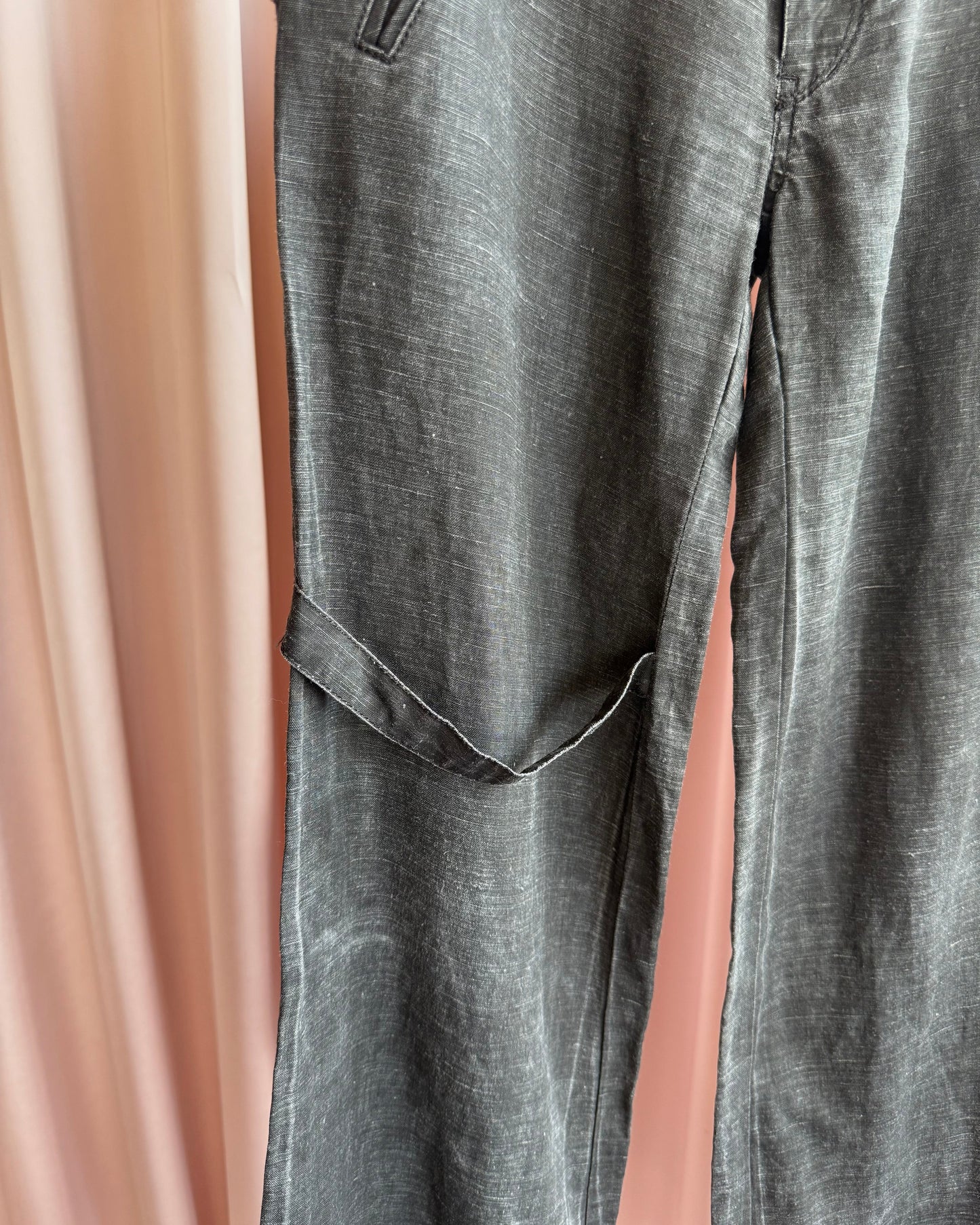 Japanese Brand Charcoal Grey Wide Leg Linen Pants