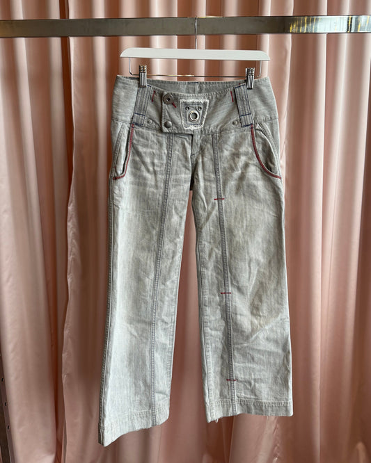Diesel 2000's Contrast Stitch Grey Wide Leg Denim