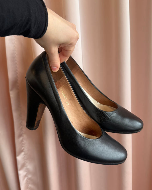 Maison Martin Margiela Black Calf Leather Block Heels