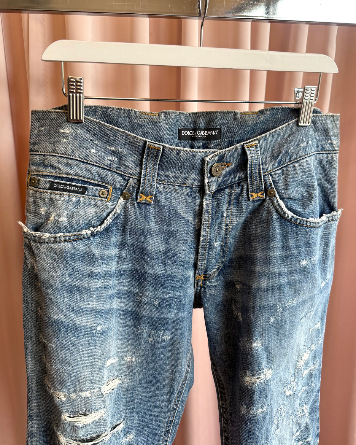 Dolce & Gabbana Distressed Button Fly Denim