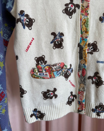 Hysteric Glamour 90's All Over Print Wool Angora Blend Cardigan