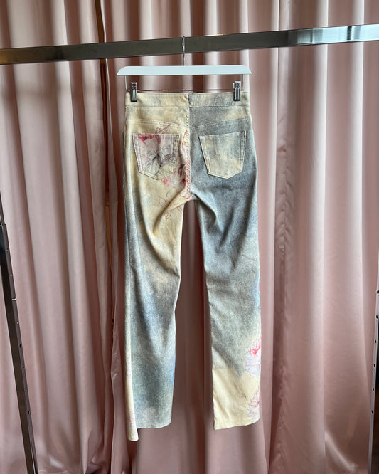 Parasuco Collection Glitter Floral Print Flare Corduroy Denim
