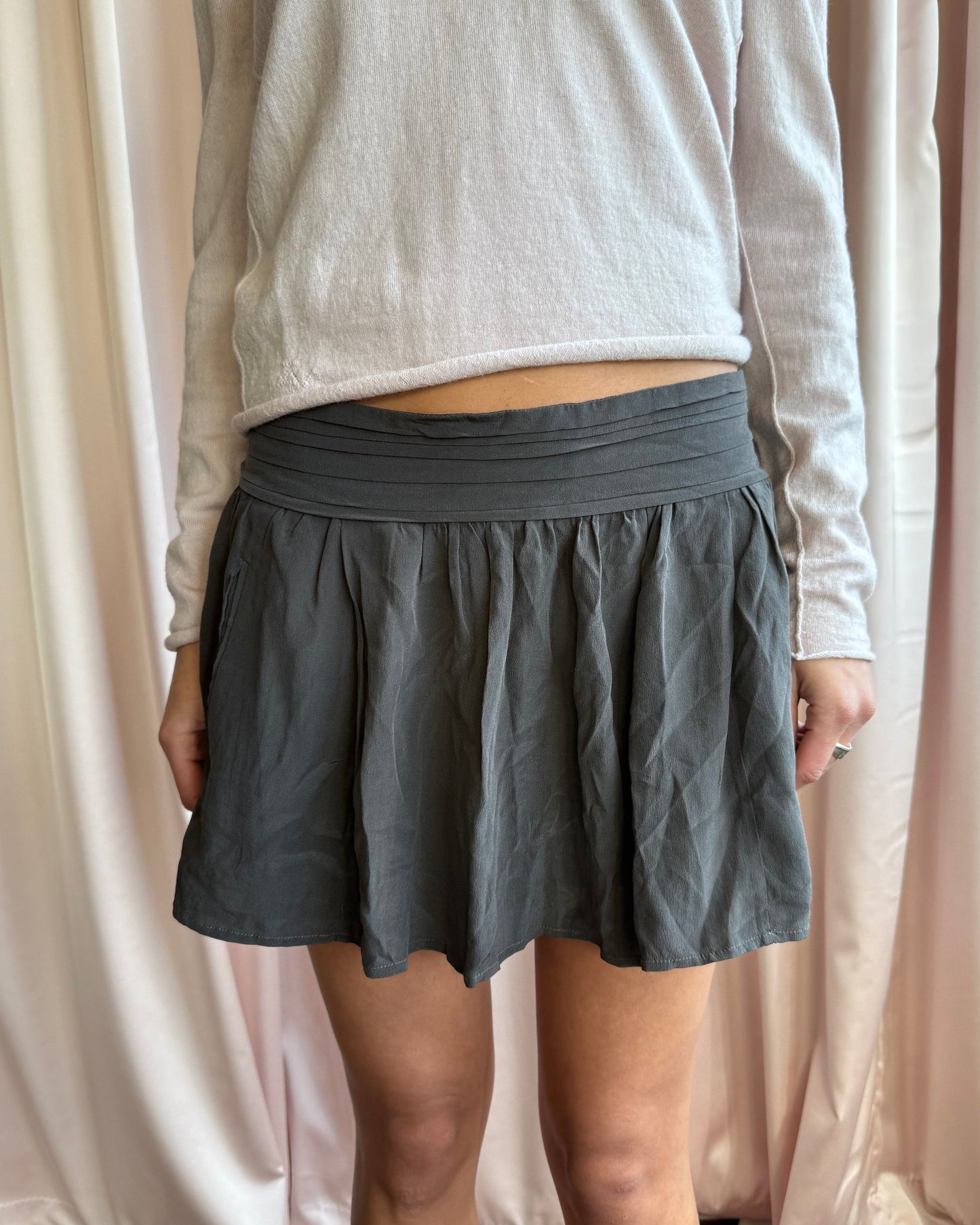 Isabel Marant 100% Silk Charcoal Mini Skirt