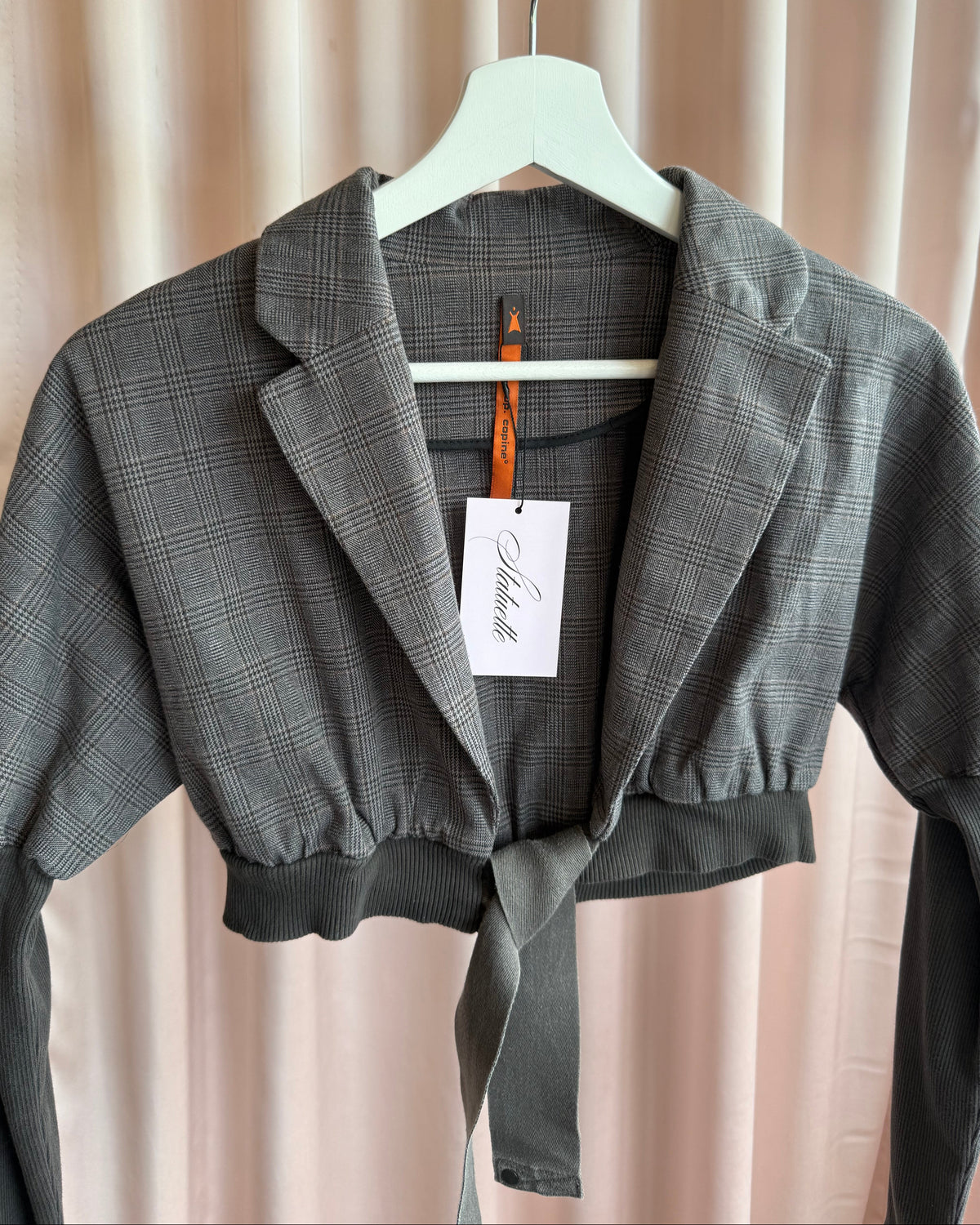 Cop Copine Romarin Cropped Plaid Tie Jacket