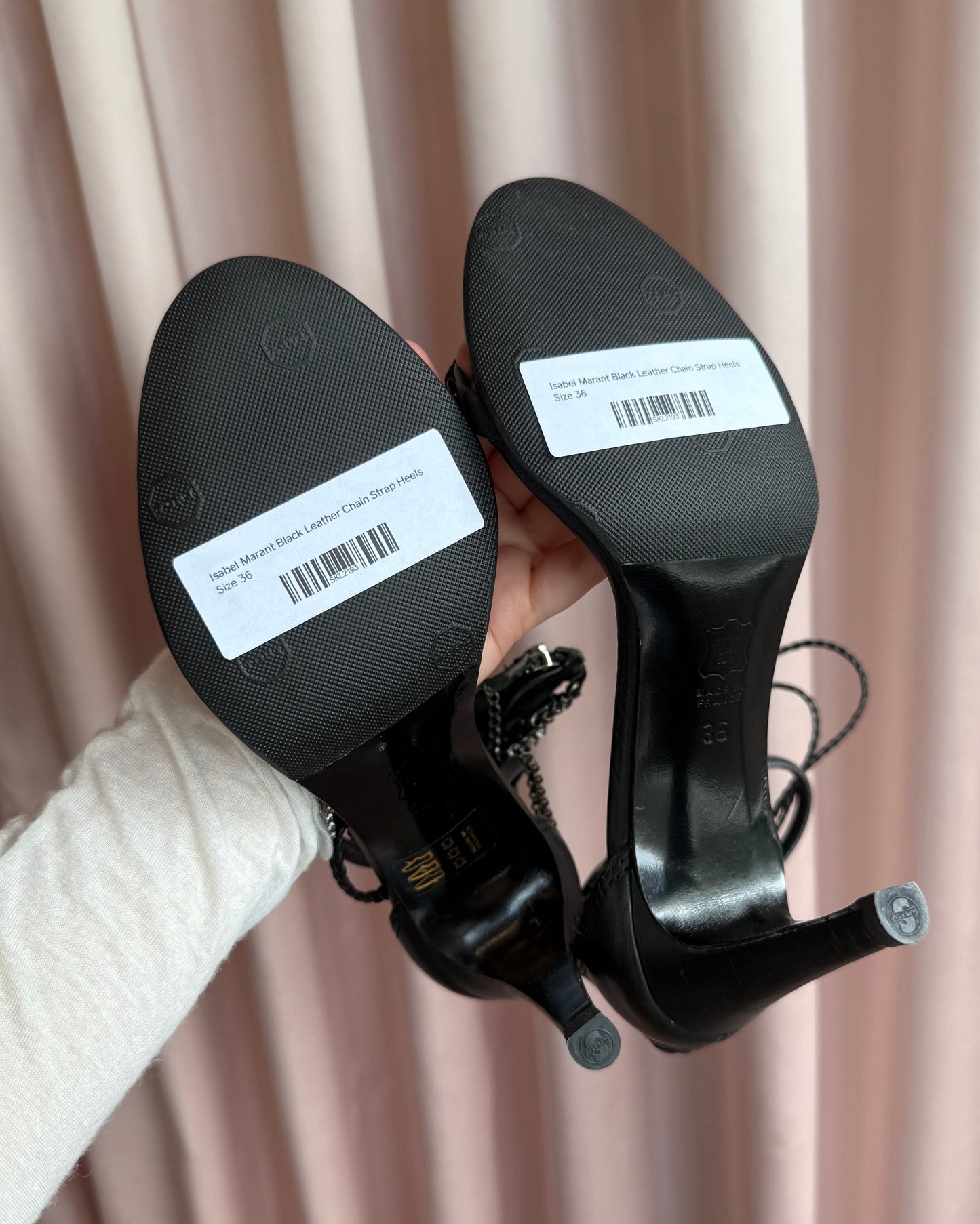 Isabel Marant Black Leather Chain Strap Heels
