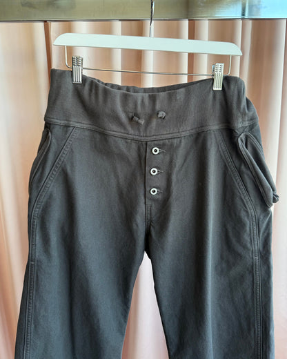 Kapital Dark Grey Cotton Drawstring Wide Pants