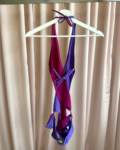 1970's French Made Two Tone Purple Monokini