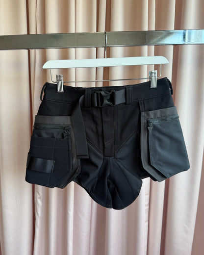 Mugler NWT F/W 25 Black Technical Cargo Shorts