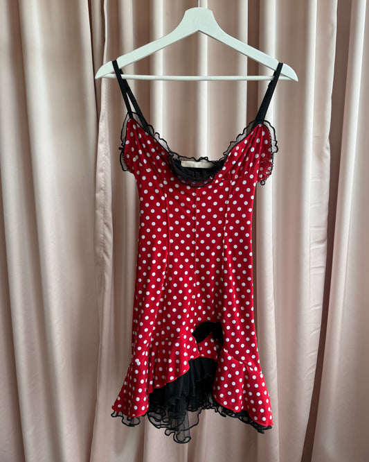Wheels & Dollbaby Red & White Polka Dot Wiggle Mini Dress