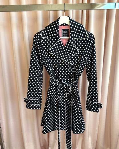 Gyaru Brand Black & White Polka Dot Trench Coat