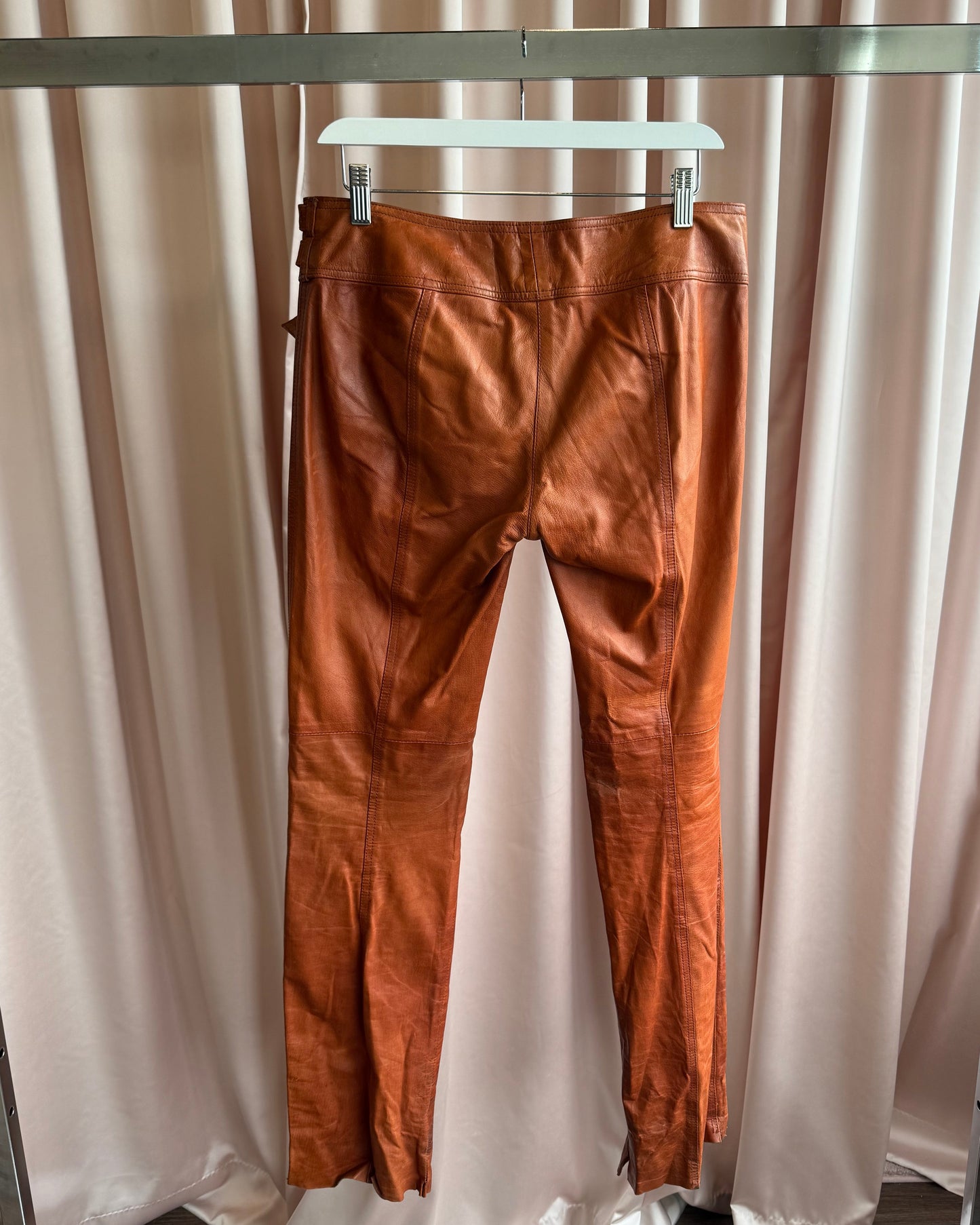 Plein Sud Vintage Burnt Orange Real Leather Pants