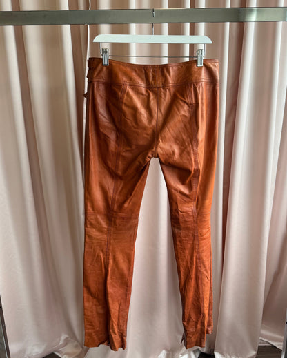 Plein Sud Vintage Burnt Orange Real Leather Pants