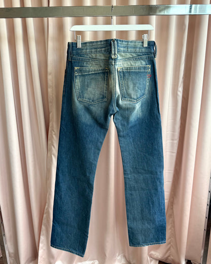 Diesel "Tiiner" Bleach Faded Straight Leg Denim